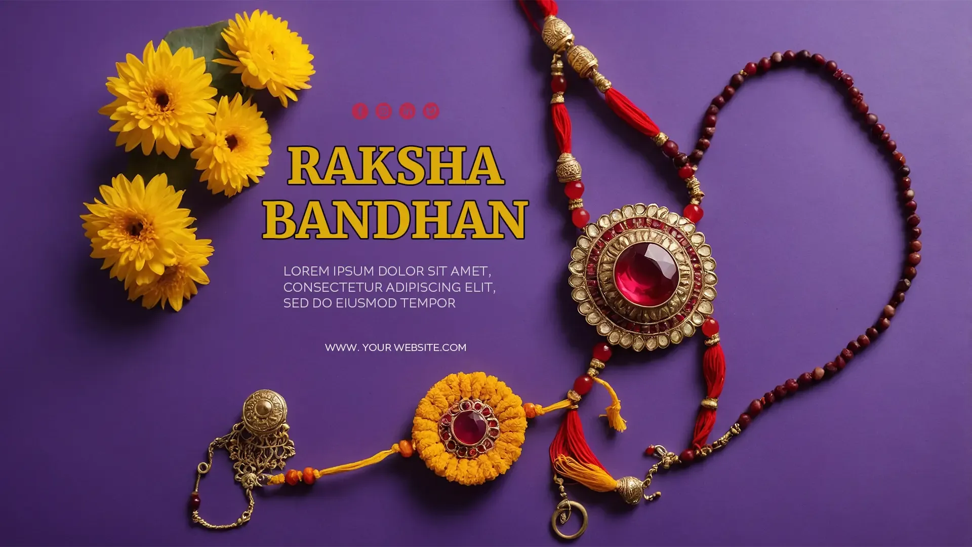 Stylish Raksha Bandhan Greeting Card with Intricate Rakhis